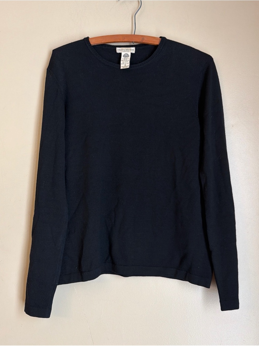 Chiara Marconi Pure New Wool Woolmark Crew Neck Sweater Black Italy M Capsule